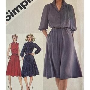 Simplicity 5242 Pattern Dress Miss 12 Uncut Knee Length Side Pockets Button Up